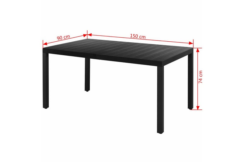Hagebord svart 150x90x74 cm aluminium og WPC - Svart - Hagemøbler - Hagebord - Spisebord ute