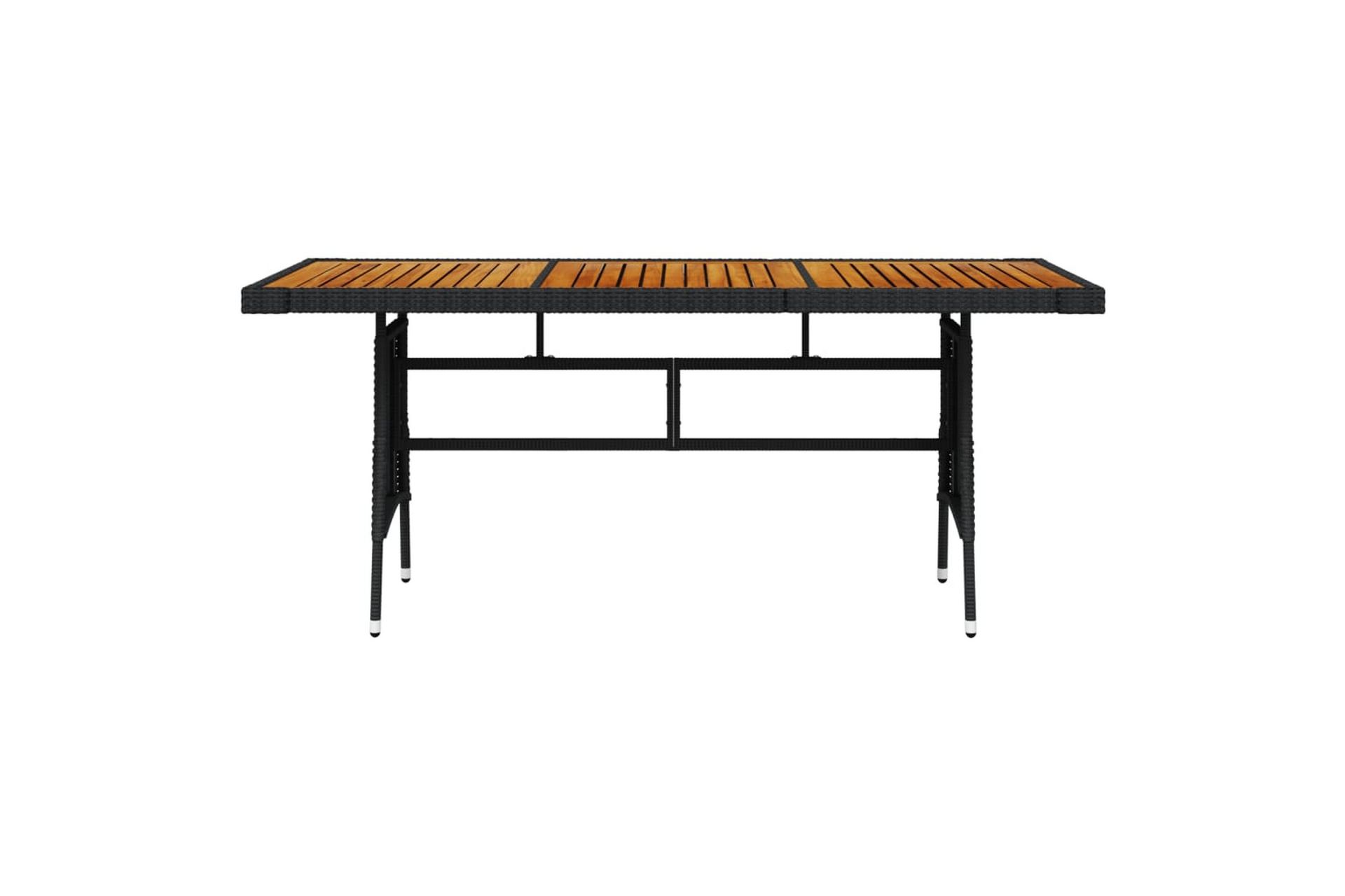 Hagebord svart 160x70x72 cm polyrotting og heltre akasie - Svart - Hagemøbler - Hagebord - Spisebord ute