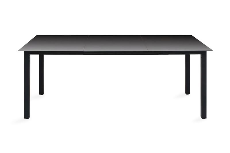 Hagebord svart 190x90x74 cm aluminium og glass - Glass/Svart - Spisebord ute