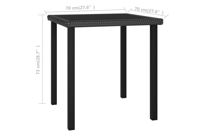 Hagebord svart 70x70x73 cm polyrotting - Svart - Hagemøbler - Hagebord - Spisebord ute