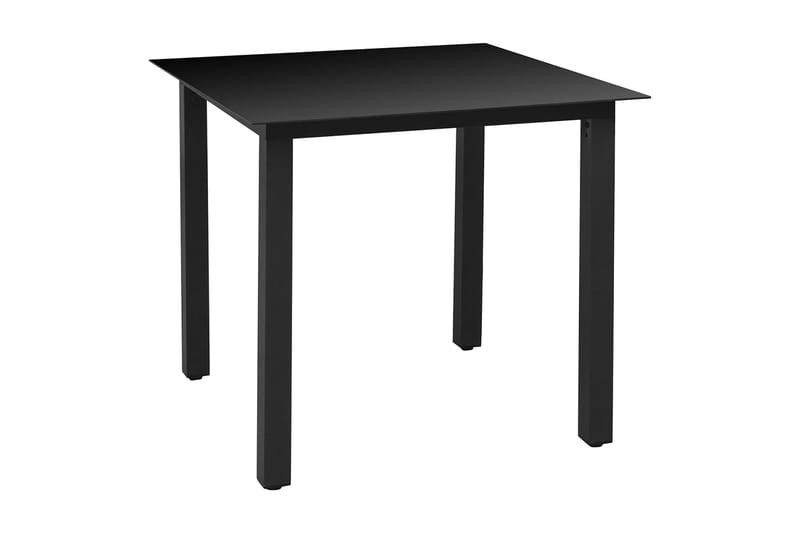 Hagebord svart 80x80x74 cm aluminium og glass - Glass/Svart - Spisebord ute