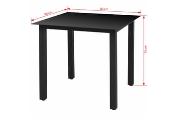 Hagebord svart 80x80x74 cm aluminium og glass - Glass/Svart - Hagemøbler - Hagebord - Spisebord ute