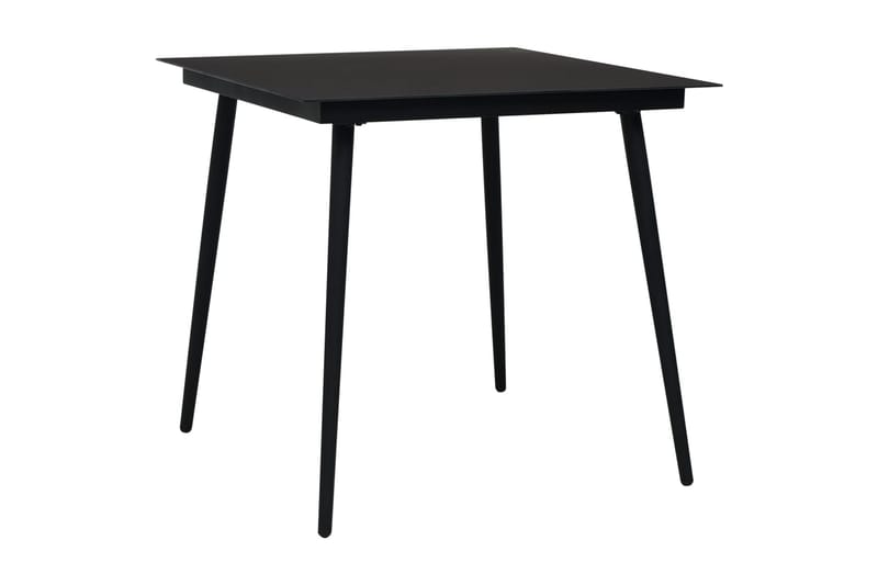 Hagebord svart 80x80x74 cm stål og glass - Svart - Hagemøbler - Hagebord - Spisebord ute