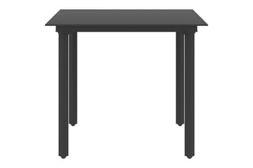 Hagebord svart 80x80x74 cm stål og glass - Svart - Hagemøbler - Hagebord - Spisebord ute