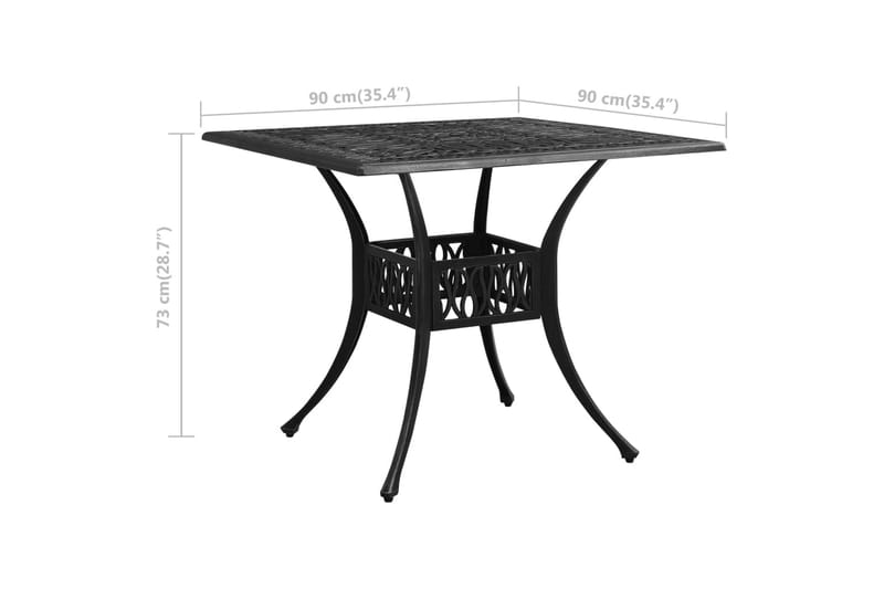 Hagebord svart 90x90x73 cm støpt aluminium - Svart - Hagemøbler - Hagebord - Spisebord ute