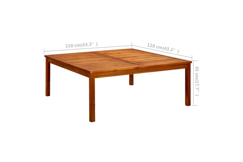 Hagesalongbord 110x110x45 cm heltre akasie - Brun - Hagemøbler - Hagebord - Spisebord ute