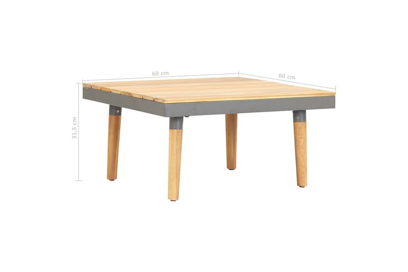 Hagesalongbord 60x60x31,5 cm heltre akasie - Brun - Spisebord ute