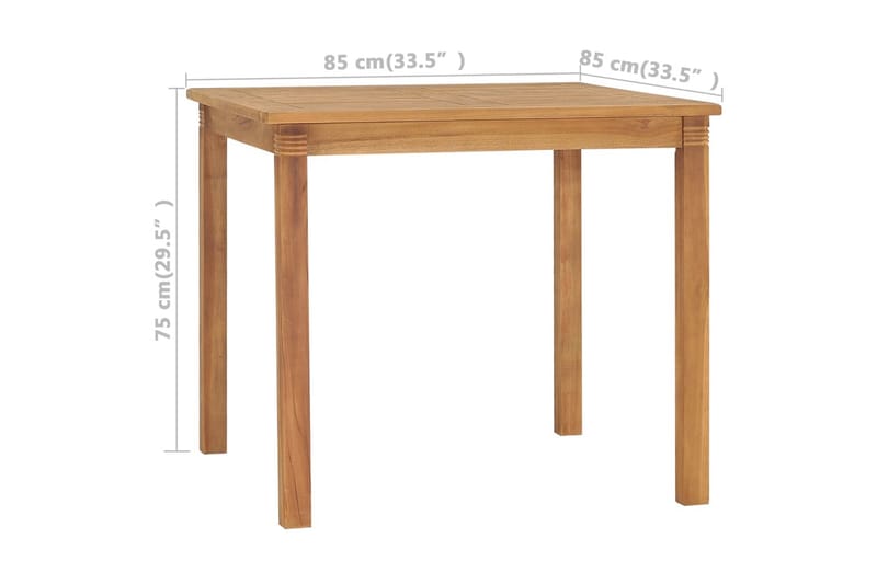 Hagespisebord 85x85x75 cm heltre teak - Brun - Hagemøbler - Hagebord - Spisebord ute