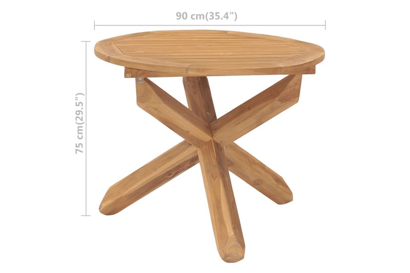 Hagespisebord 90x75 cm heltre teak - Brun - Hagemøbler - Hagebord - Spisebord ute