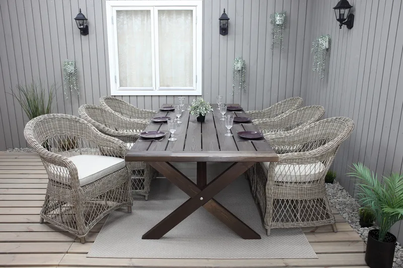 Hains Fasta Spisebord 220 cm - Brun - Hagemøbler - Hagebord - Spisebord ute