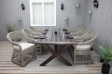Hains Fasta Spisebord 220 cm - Brun - Hagemøbler - Hagebord - Spisebord ute