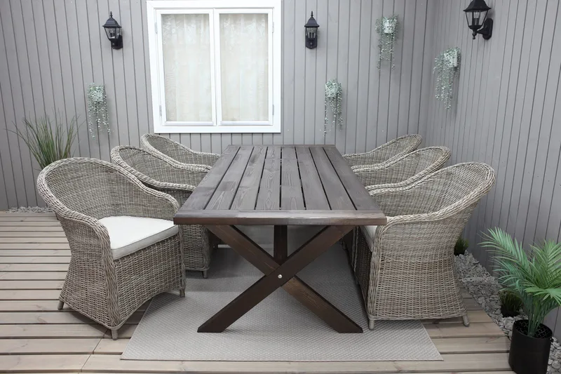 Hains Fasta Spisebord 220 cm - Brun - Hagemøbler - Hagebord - Spisebord ute