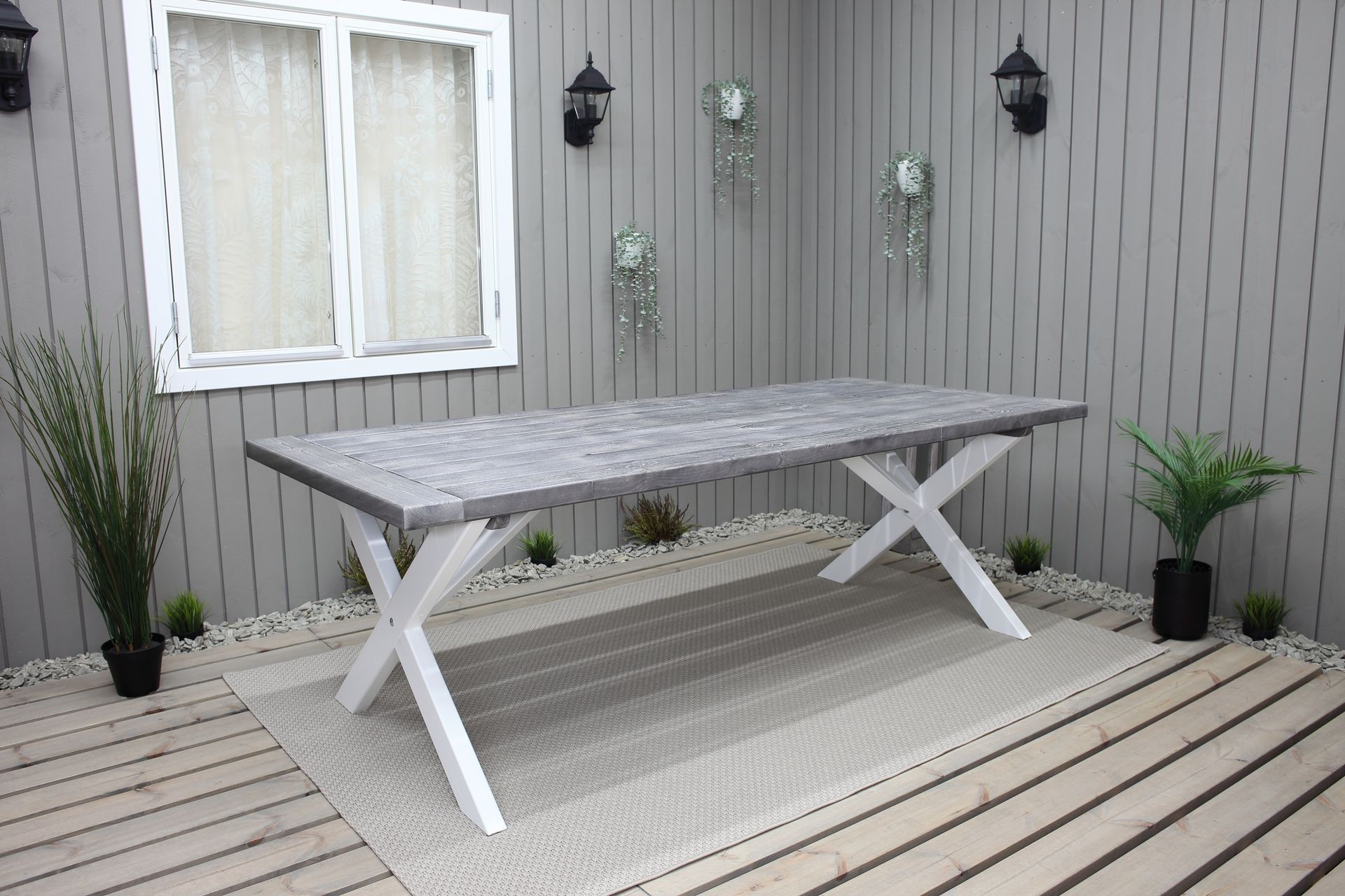 Hains Fasta Spisebord 220 cm - Svart/Grå/Hvit - Hagemøbler - Hagebord - Spisebord ute