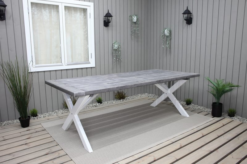 Hains Fasta Spisebord 220 cm - Svart/Grå/Hvit - Hagemøbler - Hagebord - Spisebord ute