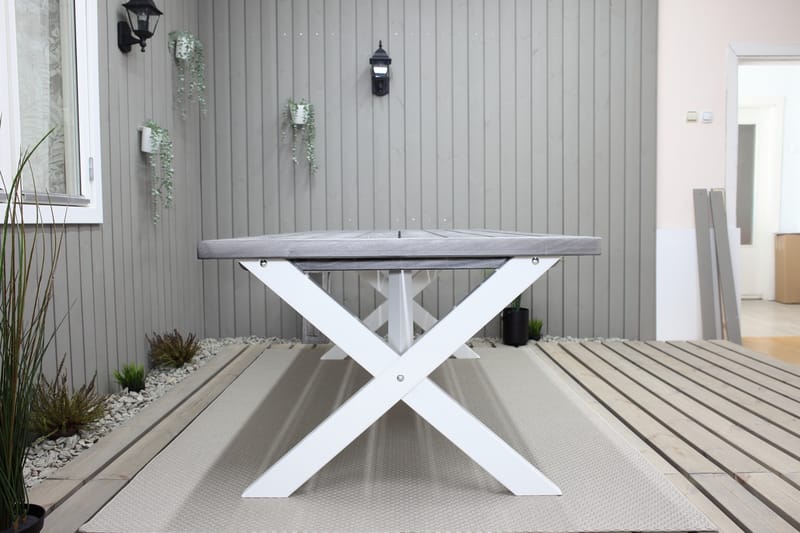 Hains Fasta Spisebord 220 cm - Svart/Grå/Hvit - Hagemøbler - Hagebord - Spisebord ute