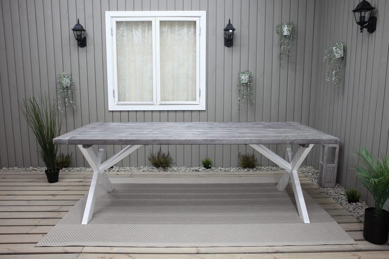 Hains Fasta Spisebord 220 cm - Svart/Grå/Hvit - Hagemøbler - Hagebord - Spisebord ute