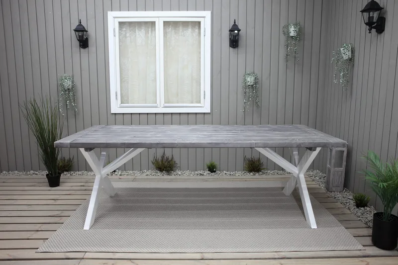 Hains Fasta Spisebord 220 cm - Svart/Grå/Hvit - Hagemøbler - Hagebord - Spisebord ute