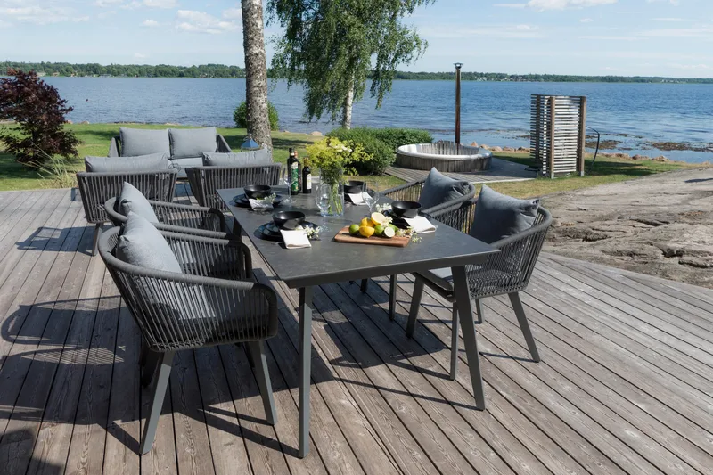 Hillerstorp Hunneslätt Bord 90X150 Cm - Svart|Grå - Hagemøbler - Hagebord - Spisebord ute