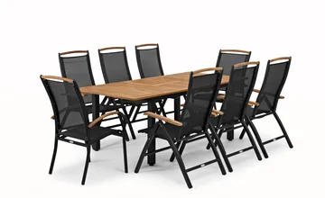 Hillerstorp Nydala utebord 150-200 - Svart/Teak - Hagemøbler - Hagebord - Spisebord ute