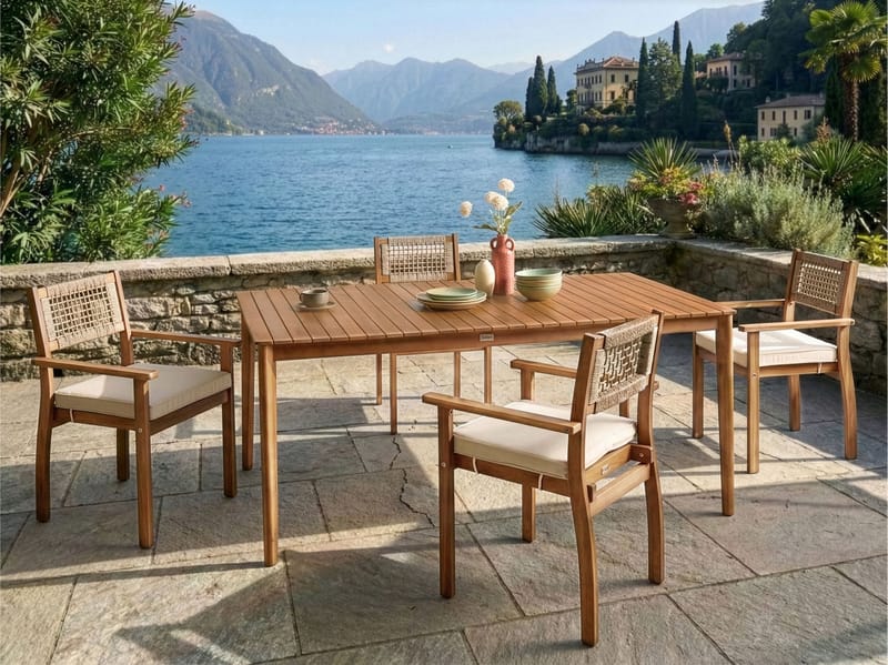 Spisebord utendørs Jaco 100x180 cm akasietre - Brun - Hagemøbler - Hagebord - Spisebord ute