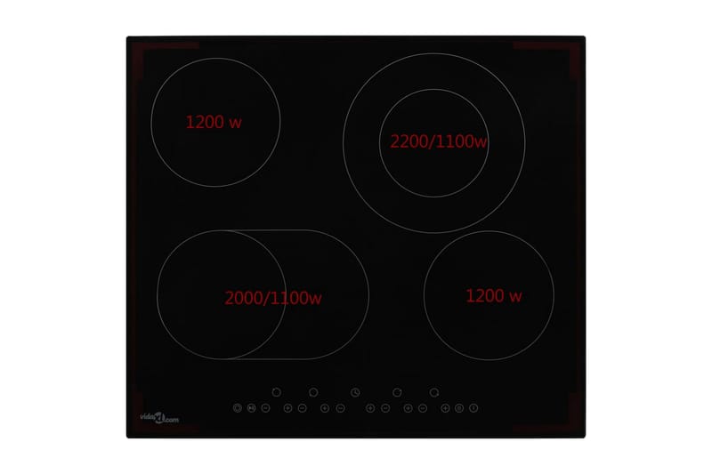 Keramisk komfyr med 4 plater berøringskontroll 6600 W - Hagemøbler - Hagebord - Spisebord ute
