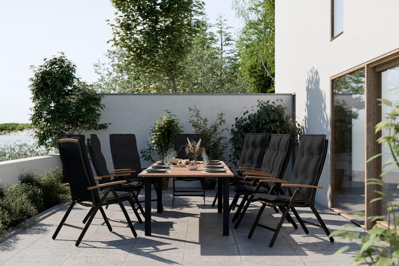Las Vegas Forlengningsbart Spisebord 220x280x100 cm - Svart/Teak - Hagemøbler - Hagebord - Spisebord ute