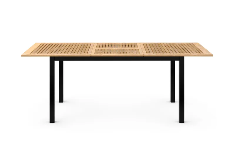 Las Vegas Uttrekkbart Spisebord 152-210x90 cm - Svart/Teak - Hagemøbler - Hagebord - Spisebord ute