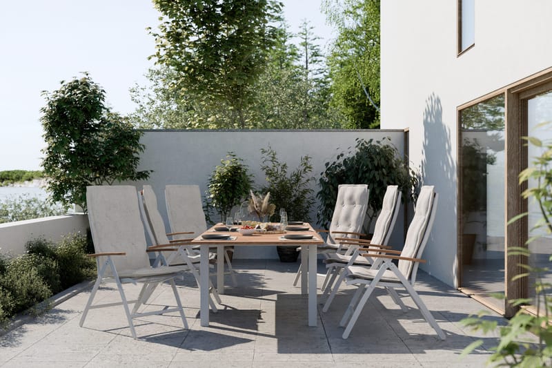 Las Vegas Uttrekkbart Spisebord Utendørs 152-210x90 cm - Hvit/Teak - Hagemøbler - Hagebord - Spisebord ute