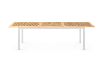 Las Vegas Uttrekkbart Spisebord Utendørs 220/280x100 cm - Hvit/Teak - Hagemøbler - Hagebord - Spisebord ute
