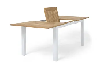 Las Vegas Uttrekkbart Spisebord Utendørs 220/280x100 cm - Hvit/Teak - Hagemøbler - Hagebord - Spisebord ute