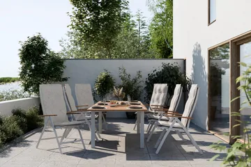 Las Vegas Uttrekkbart Spisebord Utendørs 220/280x100 cm - Hvit/Teak - Hagemøbler - Hagebord - Spisebord ute
