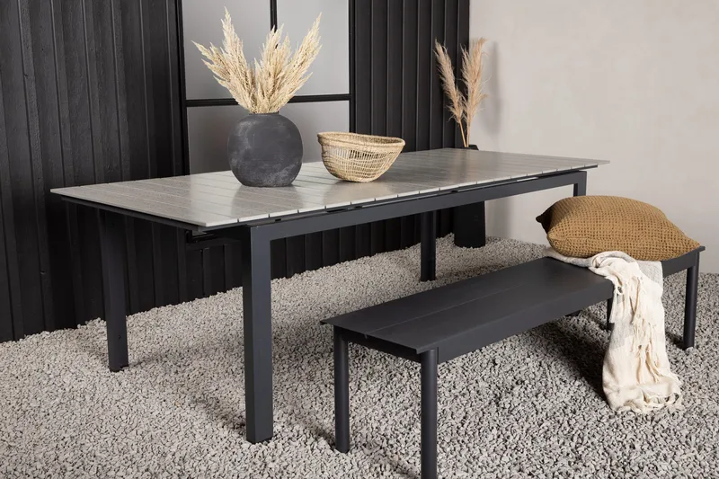 Levels Forlengningsbart Spisebord 224-324 cm - Grå/Svart - Hagemøbler - Hagebord - Spisebord ute