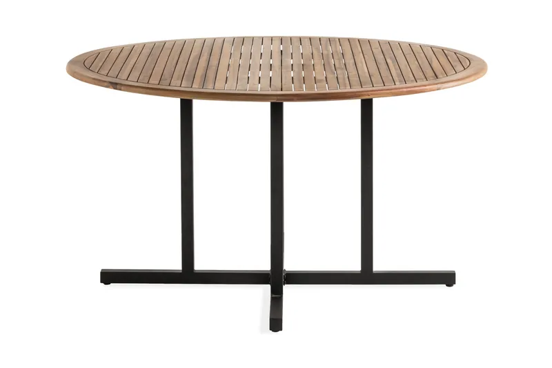 Lines Spisebord 140cm Rund - Akasie / Svart - Hagemøbler - Hagebord - Spisebord ute