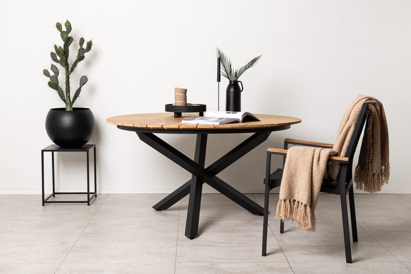 Mexico Spisebord Rundt 140 cm Brun/Svart - Venture Home - Hagemøbler - Hagebord - Spisebord ute