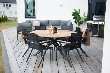 Mexico Spisebord Rundt 140 cm Brun/Svart - Venture Home - Hagemøbler - Hagebord - Spisebord ute