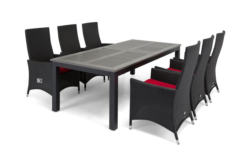 Monaco Forlengningsbart Spisebord 220-280x100 cm - Svart - Hagemøbler - Hagebord - Spisebord ute