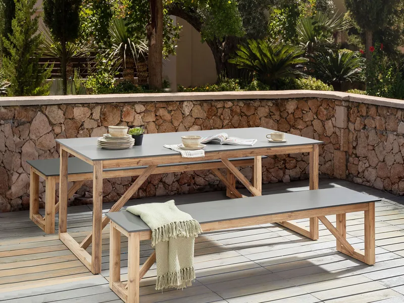 Spisebord utendørs Notteri 90x180 cm Betong - Grå/Brun - Hagemøbler - Hagebord - Spisebord ute