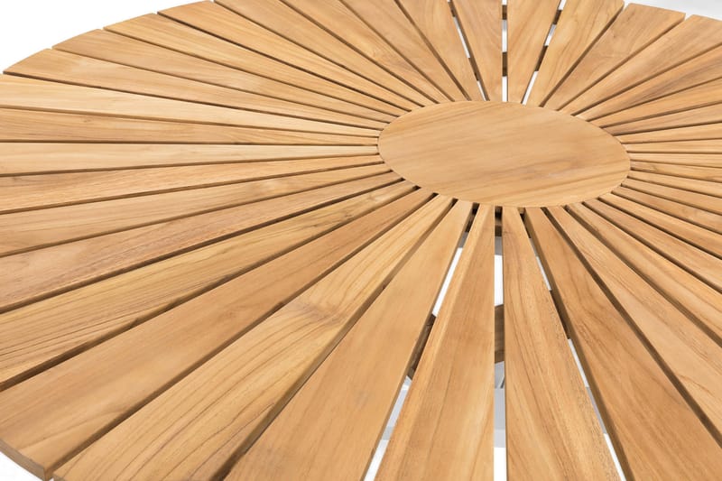 Oliver Spisebord 140 cm Rundt - Hvit/Teak - Hagemøbler - Hagebord - Spisebord ute