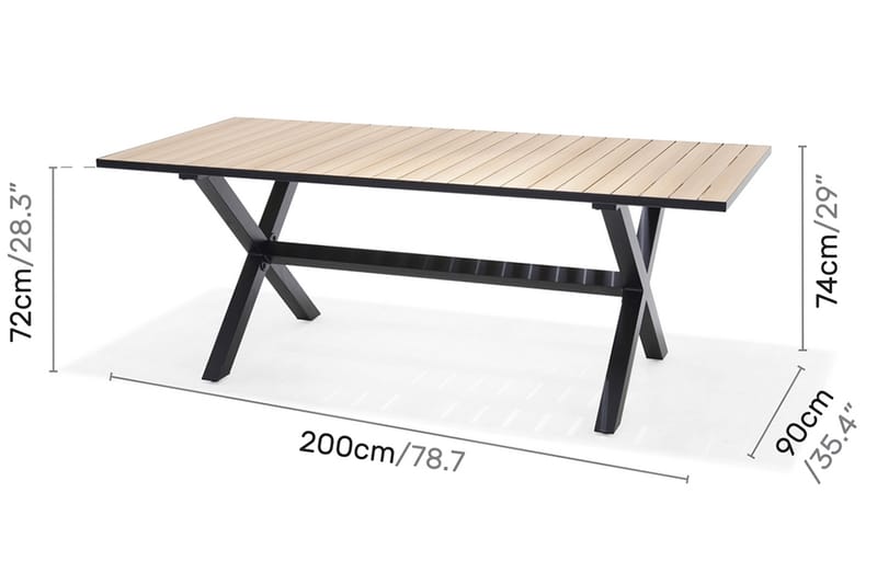 Panama Spisebord 200 cm - Svart/Gul - Spisebord ute