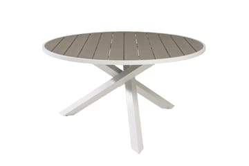 Parma Spisebord 140 cm Rundt Hvit/Grå - Venture Home - Hagemøbler - Hagebord - Spisebord ute