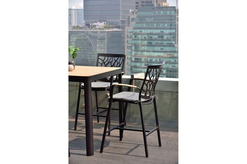 Portals bord 95 cm - Svart/Tre - Hagemøbler - Hagebord - Spisebord ute