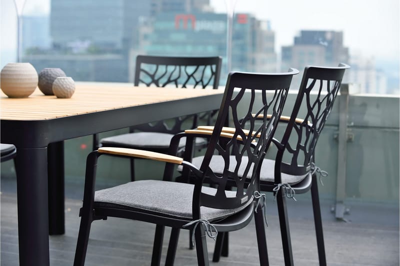 Portals Spisebord 161 cm - Svart/Tre - Hagemøbler - Hagebord - Spisebord ute