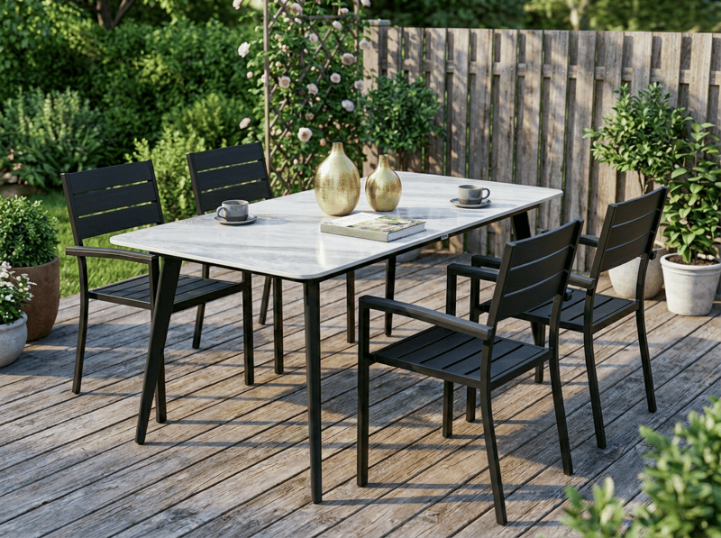 Spisebord utendørs Rodallo 160 cm Stein - Grå/Svart - Hagemøbler - Hagebord - Spisebord ute