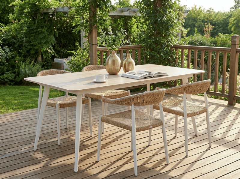 Spisebord utendørs Rodallo 90x160 cm Stein - Beige/hvit - Hagemøbler - Hagebord - Spisebord ute