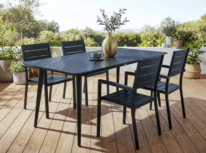 Spisebord utendørs Rodallo 90x160 cm Stein - Svart - Hagemøbler - Hagebord - Spisebord ute