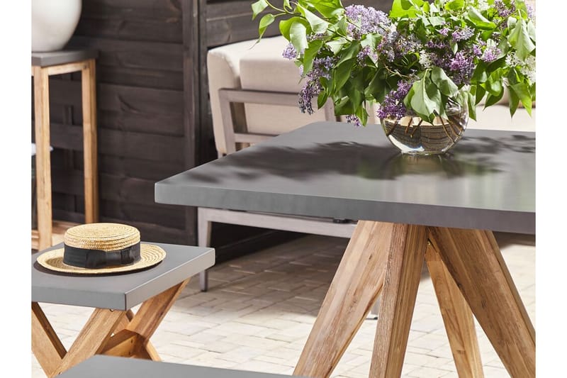 Rundt hagebord betongeffekt 90 c 90 cm OLBIA - Grå - Spisebord ute