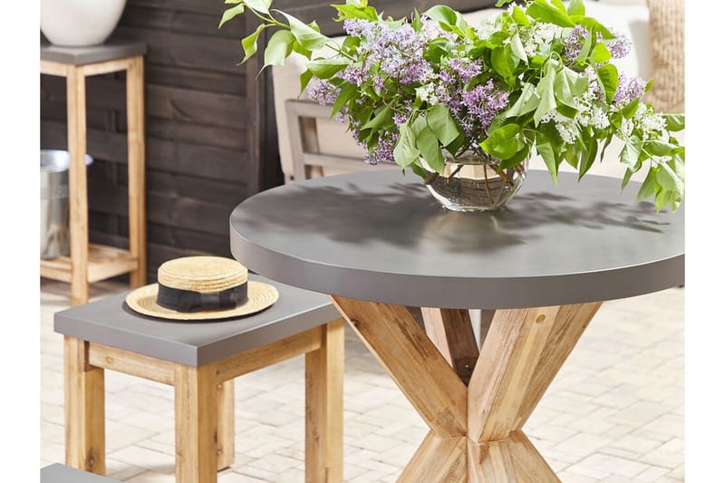 Rundt hagebord betongeffekt 90 cm OLBIA - Grå - Hagemøbler - Hagebord - Spisebord ute