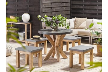 Rundt hagebord betongeffekt 90 cm OLBIA - Grå - Hagemøbler - Hagebord - Spisebord ute