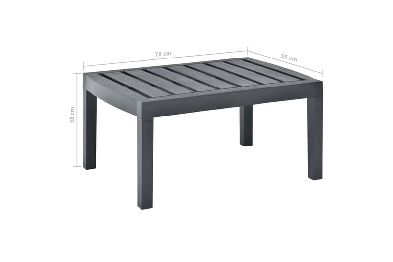 Salongbord antrasitt 78x55x38 cm plast - Grå - Hagemøbler - Hagebord - Spisebord ute