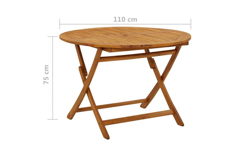 Sammenleggbart hagebord 110 cm heltre akasie - Brun - Hagemøbler - Hagebord - Spisebord ute